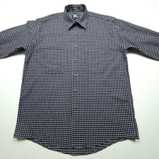Burberrys Mens Shirt Medium Navy Blue Pink Mini Graph Check Imported Cotton M