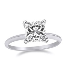 2 Ct Solitaire Ring Princess Cut Simulated Diamond Solid Sterling Silver 925