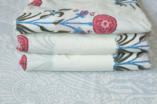 Beautiful* Floral Cotton Women Dress Fabric Indian Hand-Block 2.5 Yard Print_823 - Picture 9 of 11