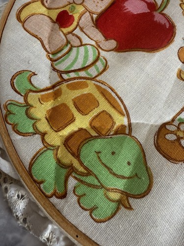 Vtg 1980’s Handmade Strawberry Shortcake Wood Hoop Wall Decor Apple Orange 10.5” - Picture 8 of 19
