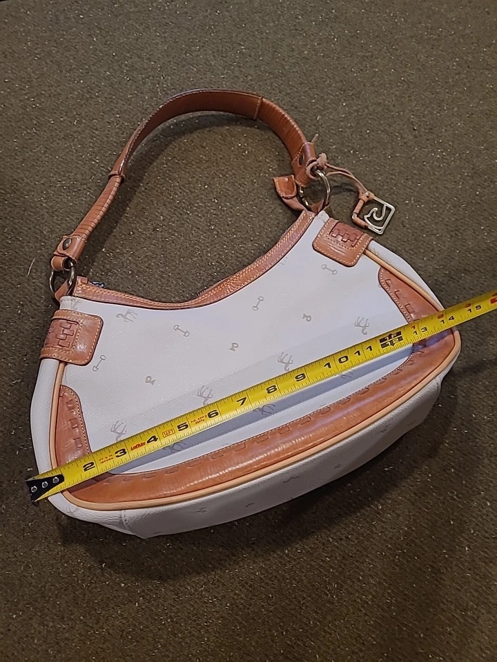 复古 Petusco 真皮葡萄酒马术印花肩手袋 西班牙原样 — 第 4/4 张图片