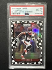Tee Higgins 2020 Panini Prizm Black White Checker Prizm #308 RC PSA 10 POP 10 