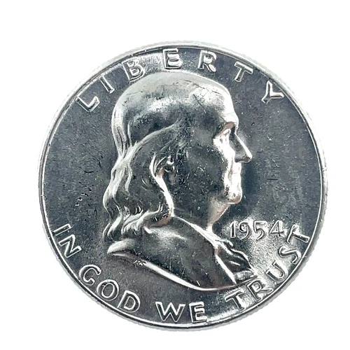 1954 Franklin Half Dollar 50c Gem BU (Full Bell Lines - FBL) 90% Silver US Coin