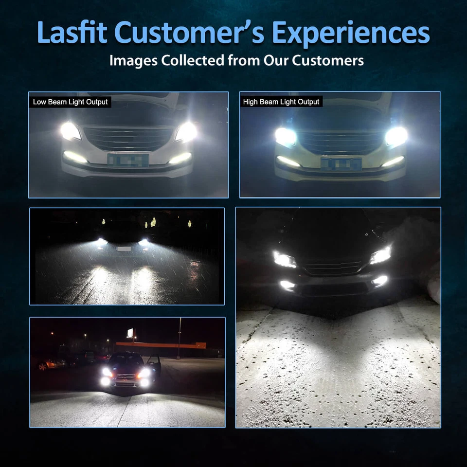 Lasfit Combo H11 9005 LED Headlights Bulb Hi Low Beam Regular Bright White 6000K - Image 2 of 4