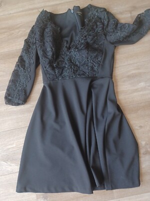 River Island black lace skater dress size 10 UK