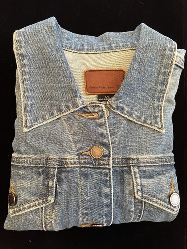 VTG Calvin Klein Woman’s Button Denim Trucker Jacket Size Large Blue Jean - Picture 8 of 12