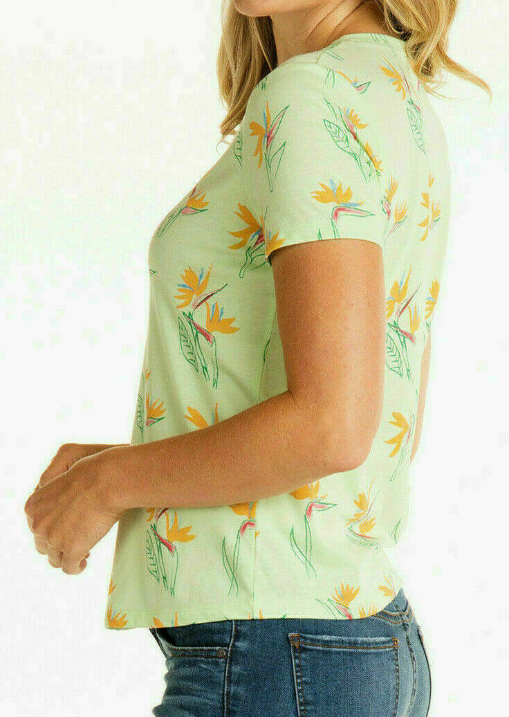 New Fresh Produce XS S Aloe Green Birds Of Paradise V-Neck T-Shirt Tee Shirt Top image 2