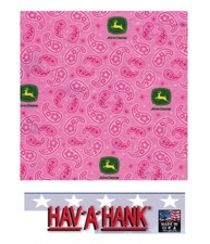 USA MADE Hav-A-Hank John Deere PINK PAISLEY Bandana Head Neck Wrap Face Scarf