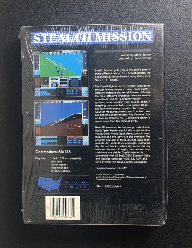 Vintage 1987 Stealth Mission Sublogic Commodore 64/128 Computer Game New - Image 2 of 4