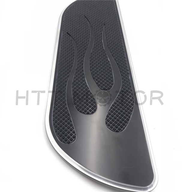 Pair Black Flame Foot Board Rider Driver Floorboard For Harley Touring