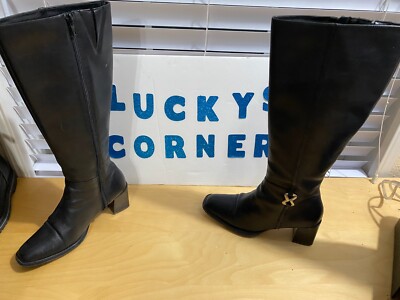 Bottes Femme Karen Scott En Cuir Noir à Talons Hauts - Pointure 6M, Fermeture Zip - Occasion En Excellent état