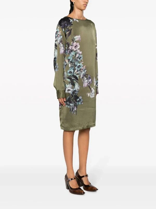 Dries Van Noten Duzco Satin Printed With Hyrangea Bouquets