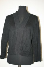 Adrienne Vittadini Open Front Long Sleeve Black Cropped Cardigan Sweater Sz XL
