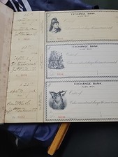 1880s EXCHANGE BANK Allen,MI. Antique Bank Check Book 62 Pg Of 3 Cks NOS Unused