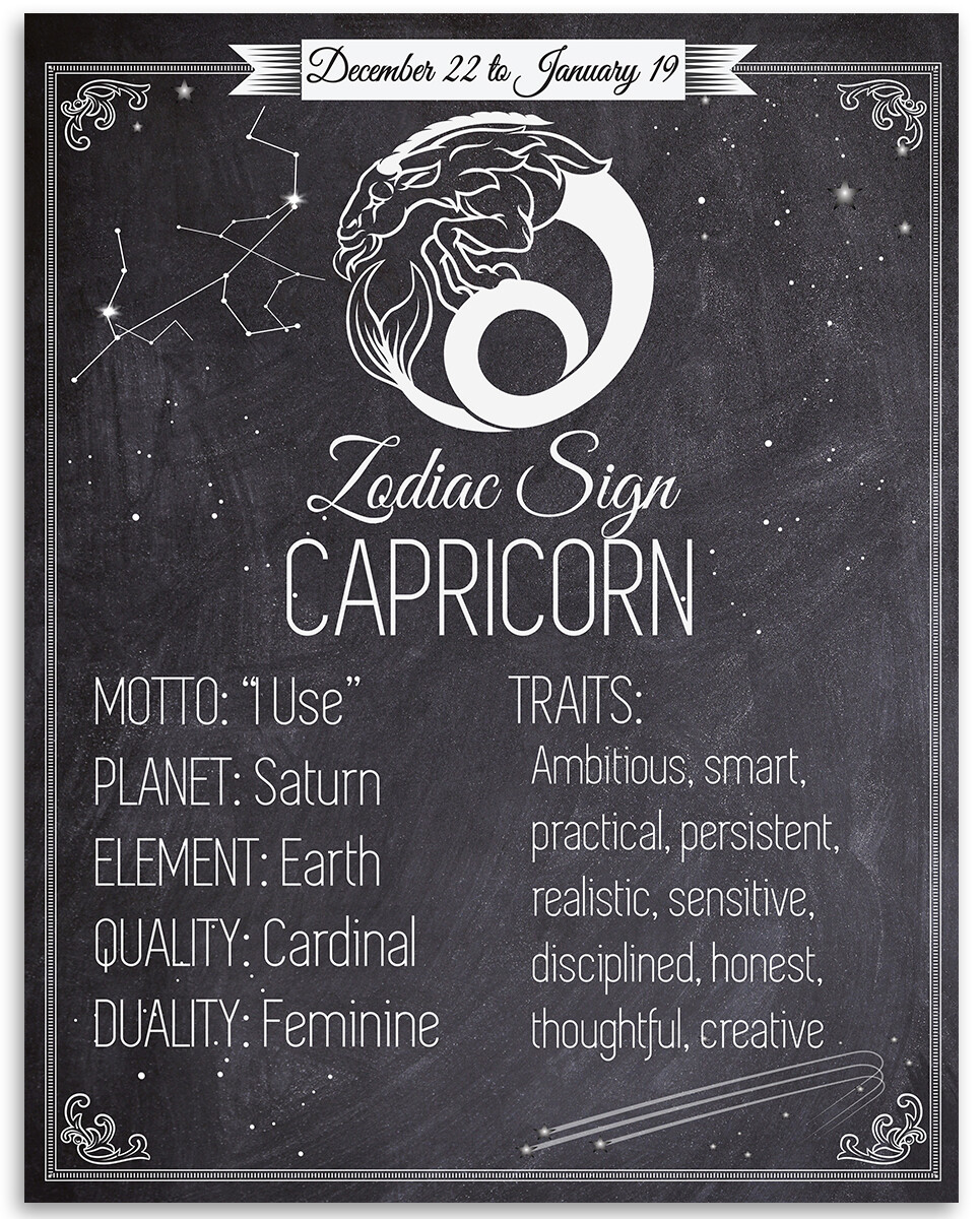 Zodiac Sign Capricorn - 11x14 Unframed Art Print - Makes a Great