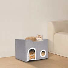 Cat House Large Indoor Cats Bed Cute Modern Cat Condo Shelter Foldable