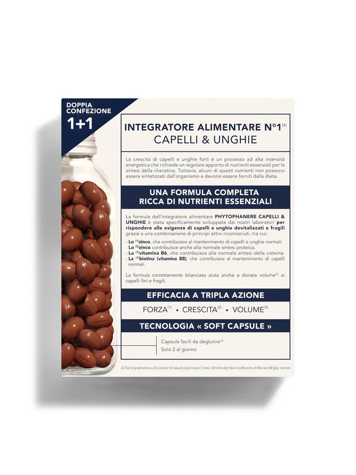 Phyto Phytophanere Integratore Alimentare Naturale Fortificante Per Capelli e Un - Immagine 2 di 4