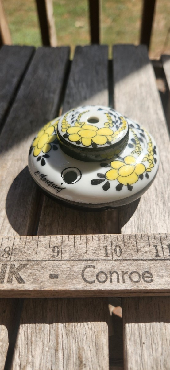 Vintage Handpainted Art Deco Porcelain Inkwell Ink Well Bastard