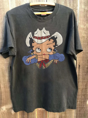 1996 Betty Boop Cowgirl T-Shirt Vintage 90s charcoal reprint Full