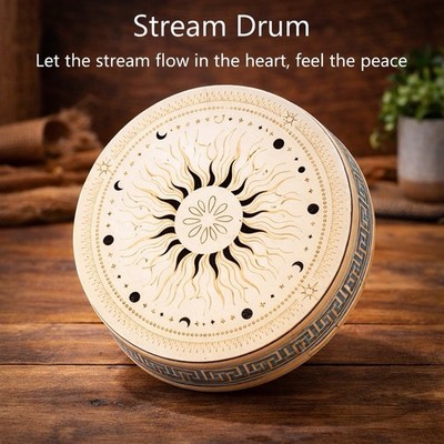 Wooden Ocean Drum 12 InchRain Disk Sun Moon Sound Healing Meditation Yoga Relax