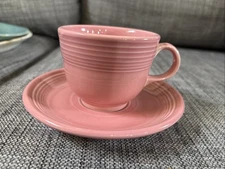 FIESTA WARE CUP AND SAUCER COLOR ROSE 2.75” Cup, 6” Diameter Plate
