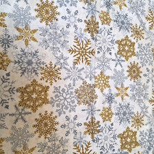 1 yd Cotton Quilt Fabric Northcott Christmas Xmas Holiday Gold Silver Snowflakes
