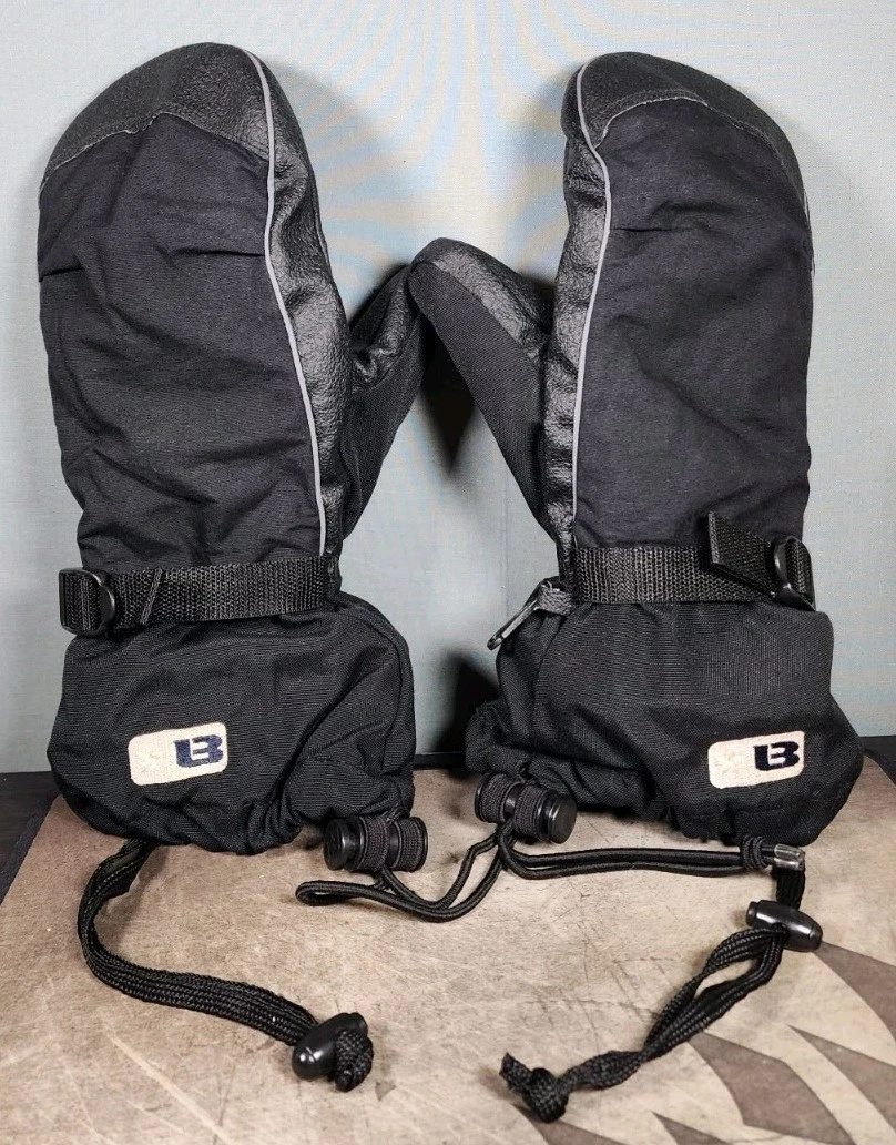 Vintage Burton Star Gloves Mitts Black Snowboard Mitten w/Liners Mens Sz Large