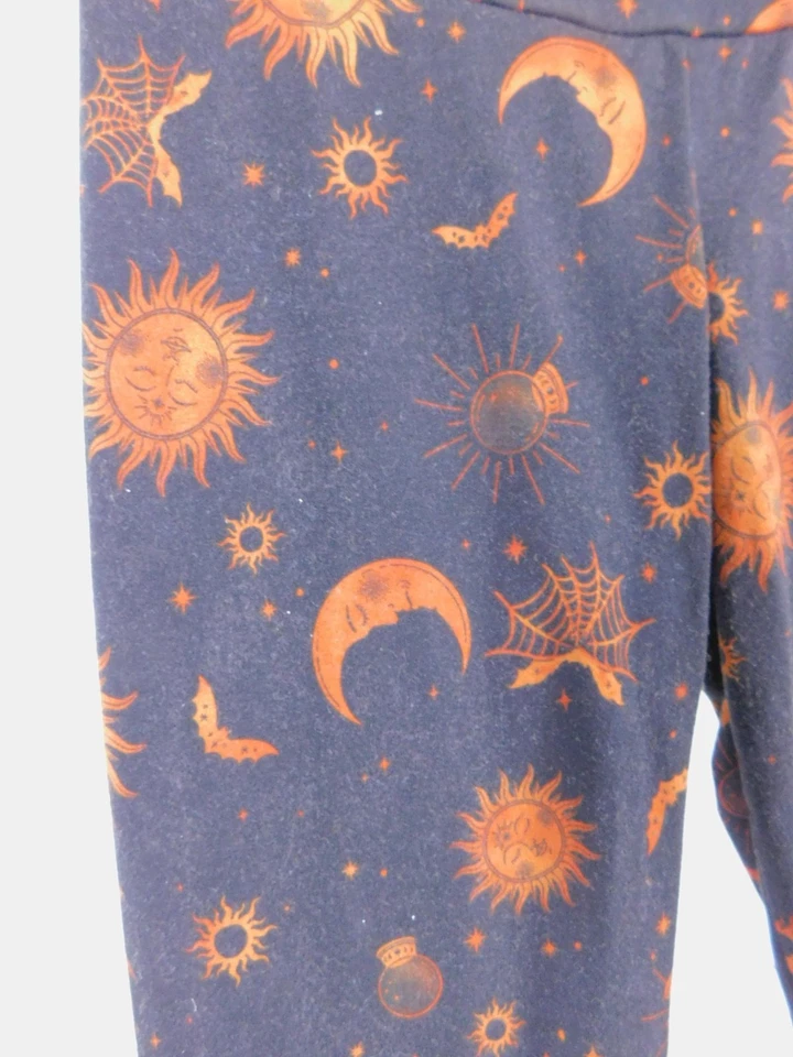 Leggings No Boundaries Mujer Medianos Azul Marino Naranja Halloween Estampado Celestial Murciélagos Foto 4 de 4