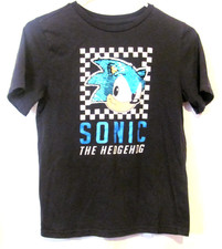 SEGA SONIC THE HEDGEHOG Boy's Size XL Black Graphic Print Short Sleeve T-Shirt