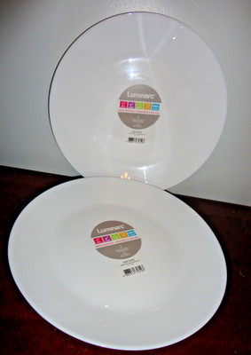 LUMINARC ZELI WHITE BREAK RESISTANT SET OF 2 DINNER PLATE 9 3/4'' MADE IN FRANCE