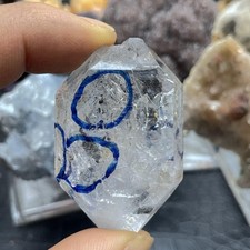 Rare TOP Natural Clear Herkimer diamond Crystal+Many Moving graphite droplets