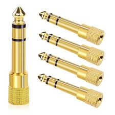 Aqdocvf 5-Pack 3.5mm to 1/4" Adapter, Gold Plated 5Pack, gold-plated