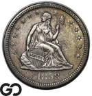 1858 Seated Liberty Quarter, Choice AU++ Collector Type Coin