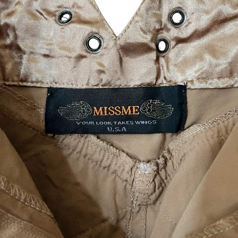 Pantalones De Colección Miss Me Deadstock Talla M Tiro Bajo Bronceado Carga Satén Rave Y2K Foto 4 de 4