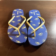 Women's Size 8 Old Navy Blue Yellow Sun Flip-Flops