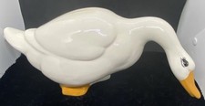 Large White Ceramic Duck Goose Vintage Good Condition 17  x 7  x 6  