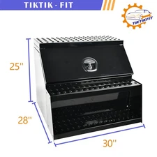 25''×28''×30'' Aluminum Side Mount Semi Truck Storage Tool Box w/Saddle Step BLK