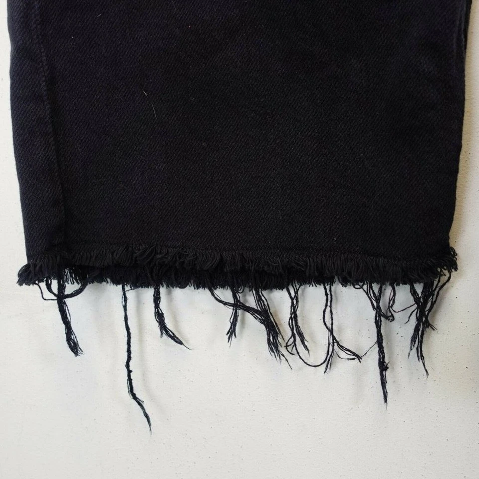 United Colors Of Benetton Jeans 10 Crop Wide Denim High Rise Fringe Raw 32x25 - Image 4 of 4