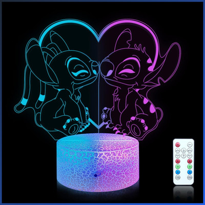 Stitch Lampe 3D Acryl LED Farbwechsel Touch mit Fernbedienung - Geschenkidee
