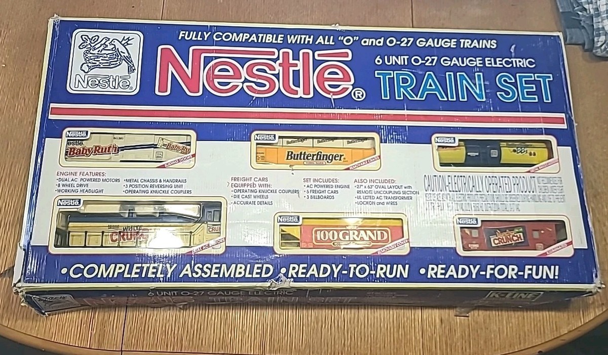 1996 K-Line Nestle O-27 Gauge 6-Unit Train Set Cars Track New Old