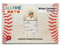 2025 HA All-Time Sets Mickey Cochrane Authentic Handwriting Sample Relic /98