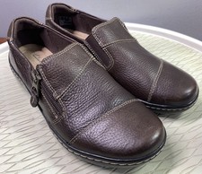 Clarks Women's Leather Cora Harbor Casual Slip-On Loafers Brown Shoes Sz. 7M EUC