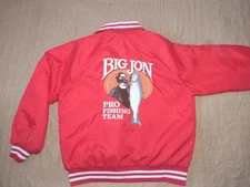 Vintage BIG JON Pro Fishing Team Nylon Bomber Jacket Quilt Lined Size L Made USA