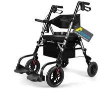 NEW Akoasm Foldable Rollator Walker with Seat and Wheelchair Combo
