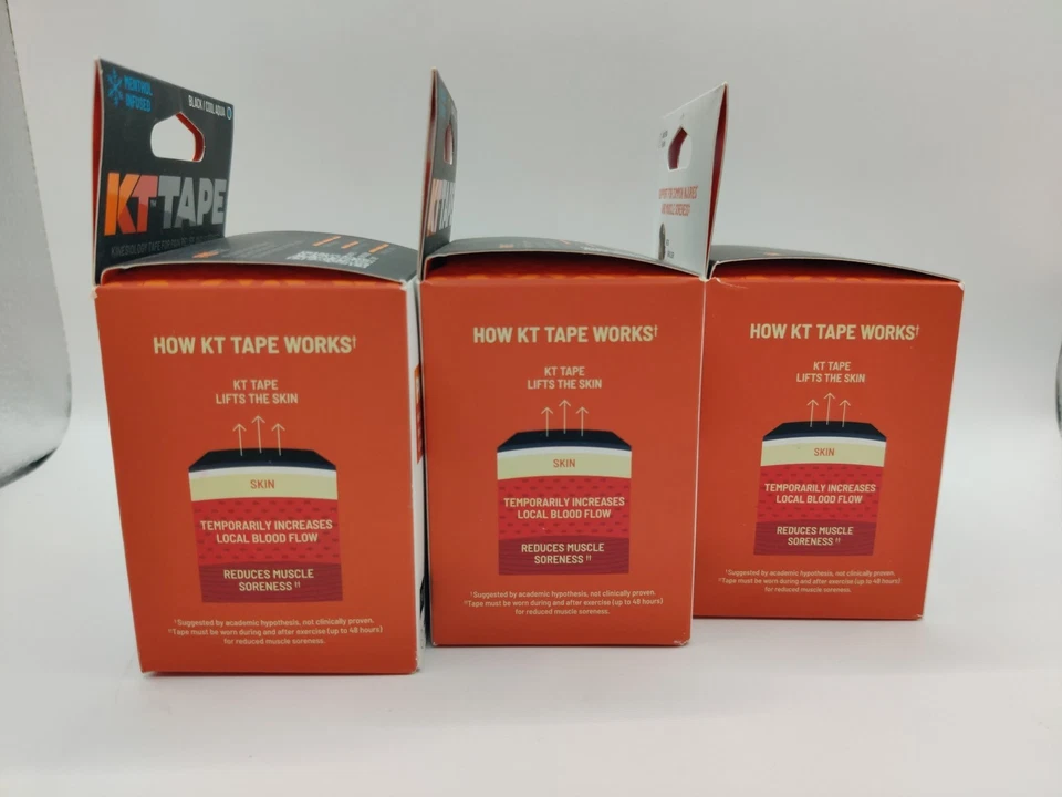 Cinta de kinesiología 3 KT Pro Ice 20 tiras precortadas cada una color negro aguamarina Foto 3 de 4