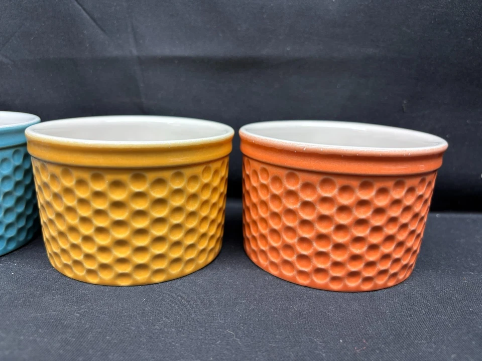 Set of 4 Colors ~ Crate And Barrel Ramekins  ~ 3 3/4" x 2 1/2" Deep - Image 3 of 4