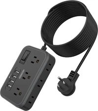 NTONPOWER 6 Widely Spaced Outlet(2 Side) Power Strip with 4 USB Ports, Extens...