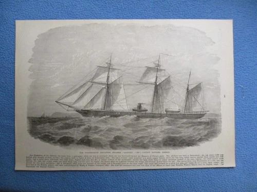 1885 Civil War Print - CSS Warship Alabama - SEE MY OTHER ALABAMA AUCTIONS