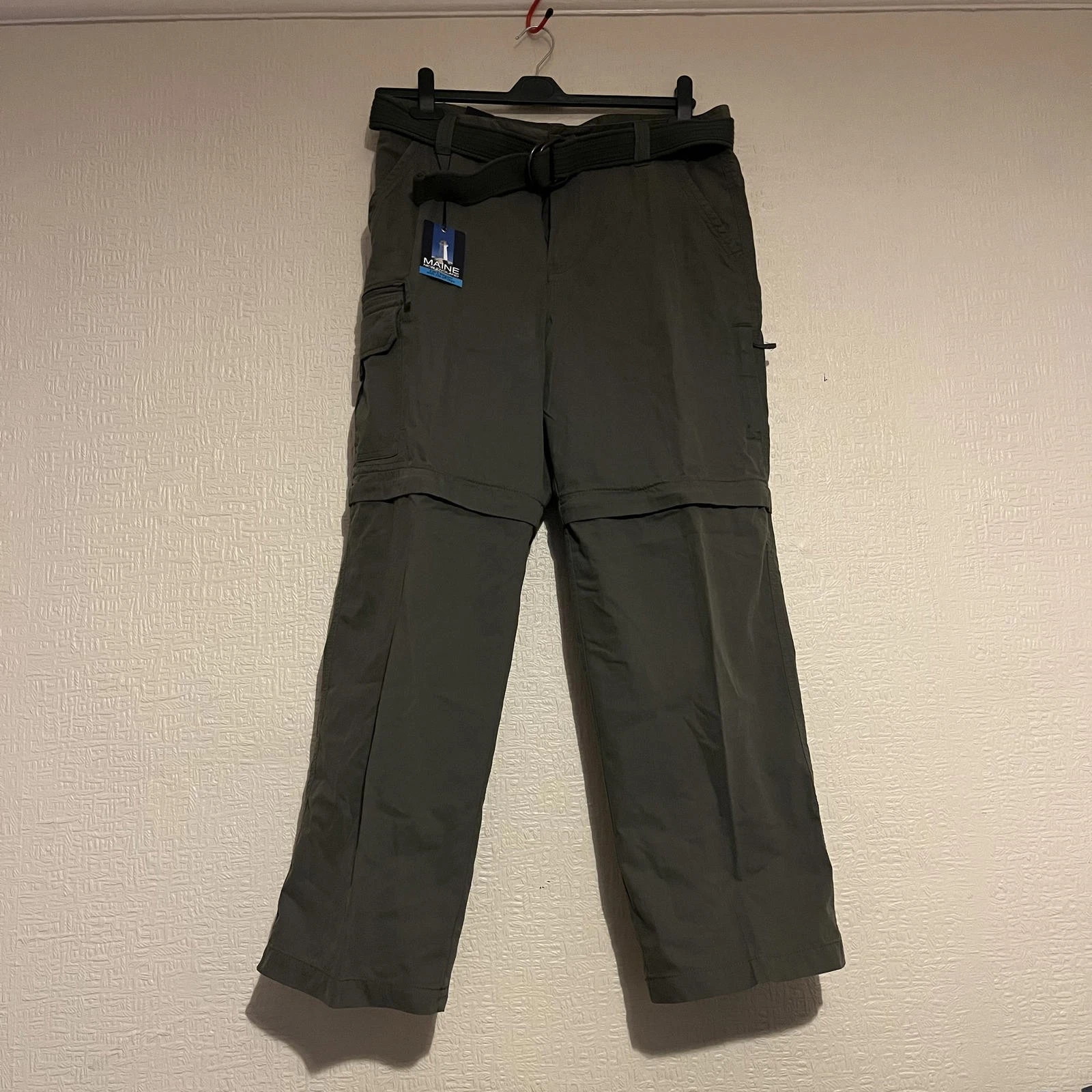 BNWT Maine Men's W34 L30 Zip Off Convertible Hiking Trousers Olive Green