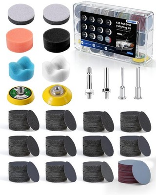 435 PCS 2 Inch Wet Dry Sanding Discs, Drill Polishing Kit with 60 to 5000 Gri...
